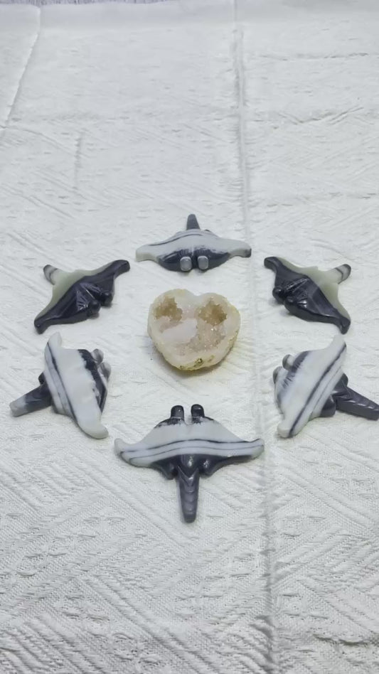 Hot Sale Natural Healing Stone Ray Carving Crafts Ray Shaped  Crystal Ocean Lover TikTok