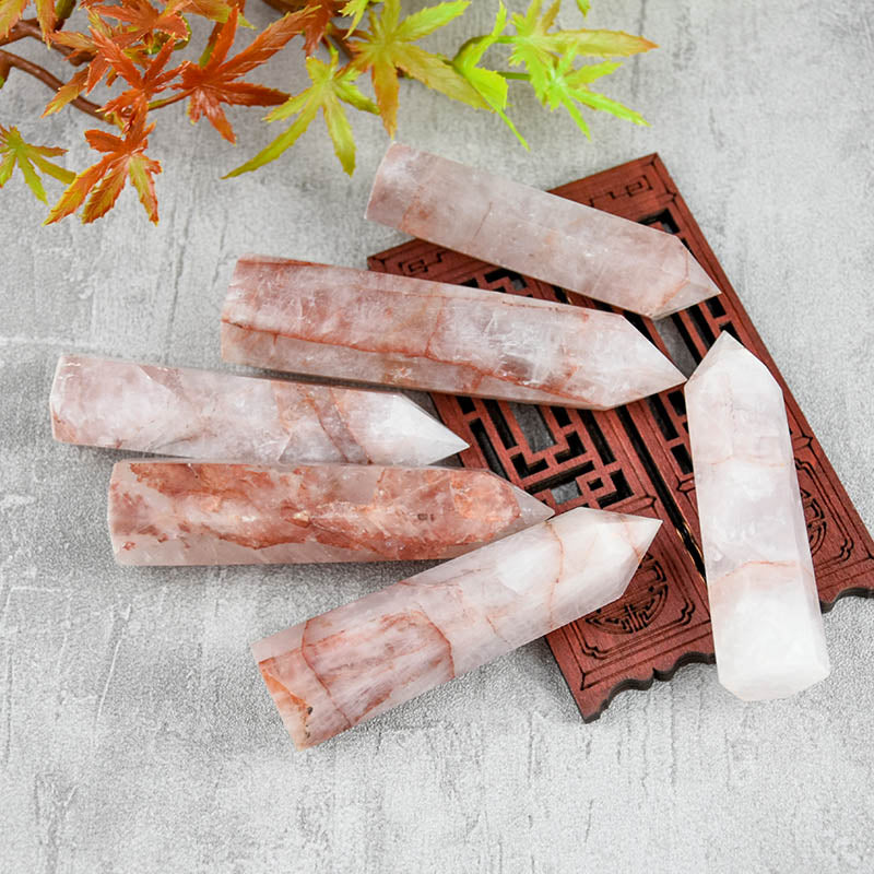 Hot Sale Natural Healing Stone Red Hematoid Quartz Obelisk Crystal Wand Points Fire Quartz Crystal Tower TikTok