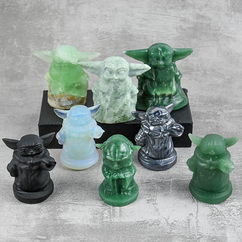 High Quality Natural Spiritual Stone Crystal Crafts Yoda Crystal Carving