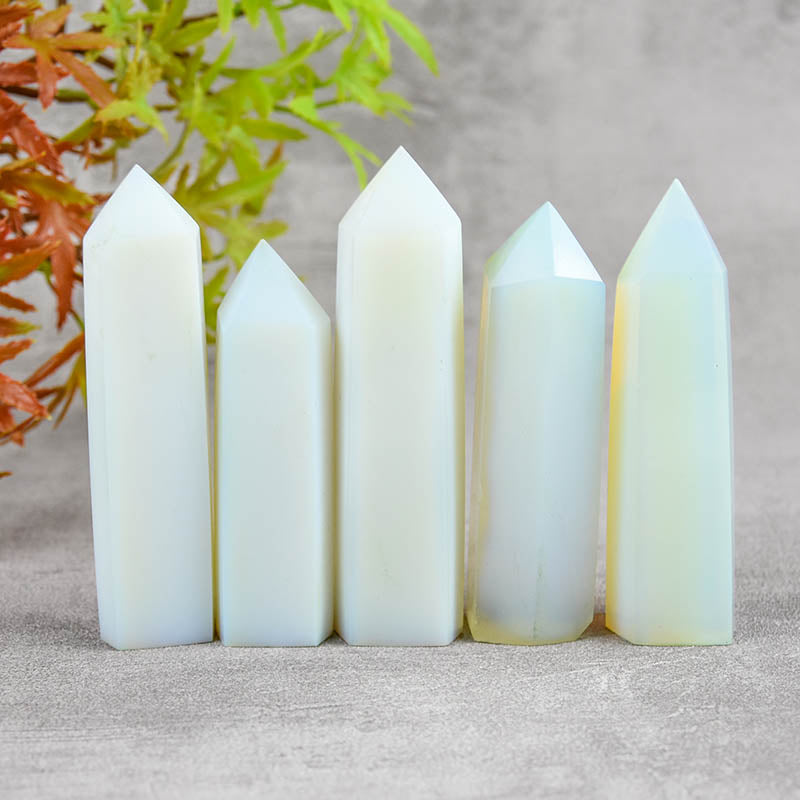 Hot Sale Natural Healing Stone Opalite Obelisk Tower Pink Opal Crystal Wand Point TikTok