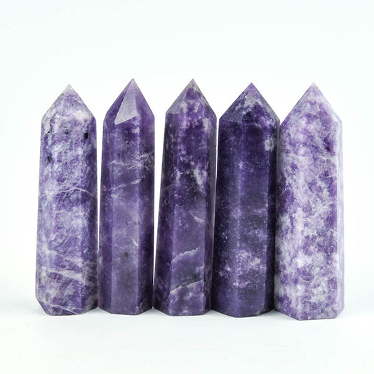 High quality natural crystal gemstone beautiful tower lepidolite  points lepidolite  wands for healing