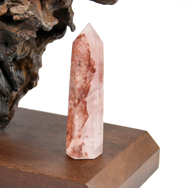 Hot Sale Natural Healing Stone Red Hematoid Quartz Obelisk Crystal Wand Points Fire Quartz Crystal Tower TikTok