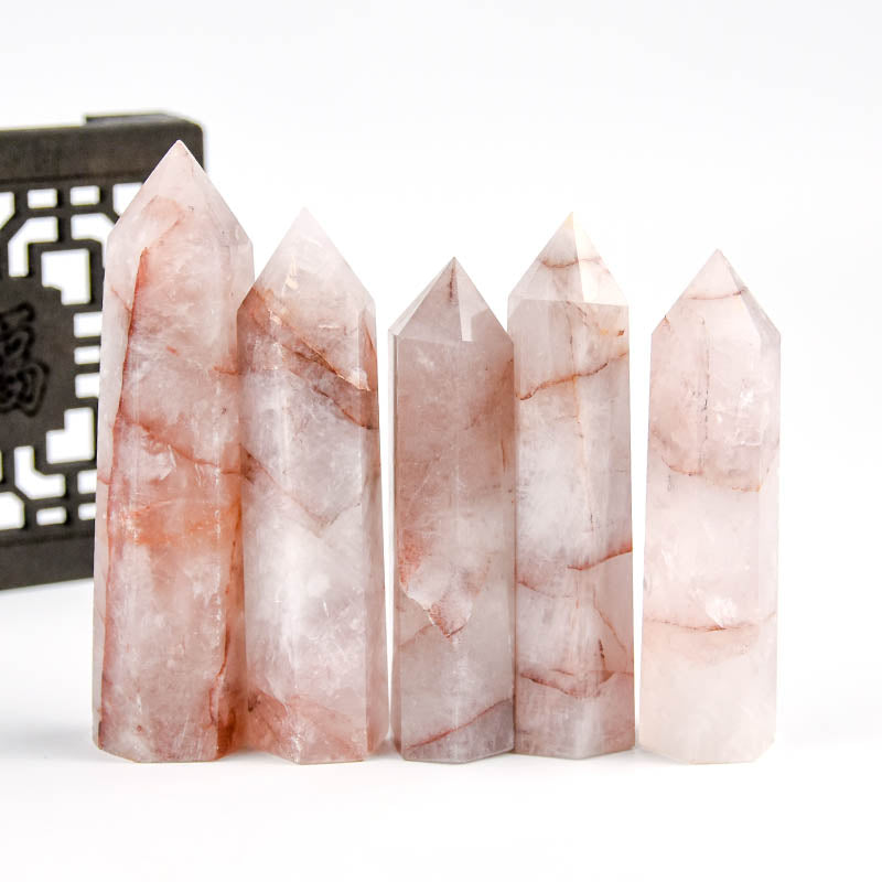 Hot Sale Natural Healing Stone Red Hematoid Quartz Obelisk Crystal Wand Points Fire Quartz Crystal Tower TikTok