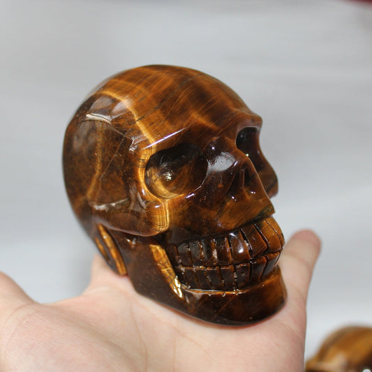 Natural Quartz Hand Carved Tiger Eye Stone Crystal Skulls